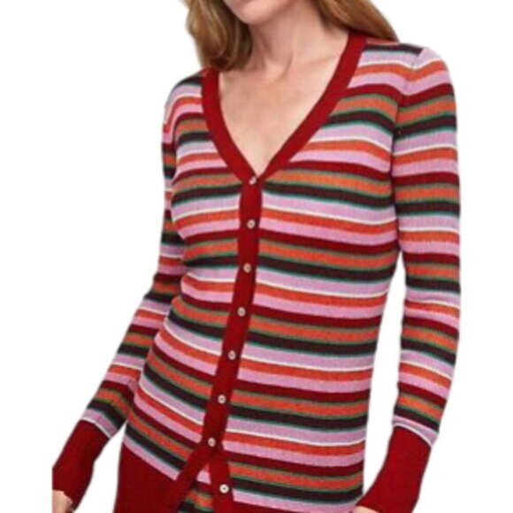 Zara Cardigan Striped Shimmery Thread Knit Special Edition Size Small - Picture 3 of 13